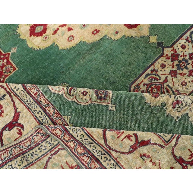 Galerie Shabab Collection Early 20th Century Green, Red, and Beige Distressed Rug For Sale - Image 9 of 10