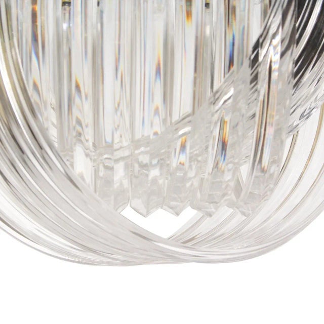 Vintage 1930s Carlo Nason Style Hollywood Regency Brass Gold Lucite Ribbon Loop Chandelier For Sale In New York - Image 6 of 7