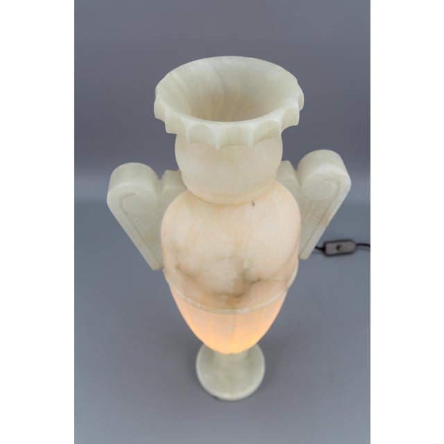 Neoclassical Style Alabaster Amphora-Shaped Table Lamp, 1930s For Sale - Image 11 of 18