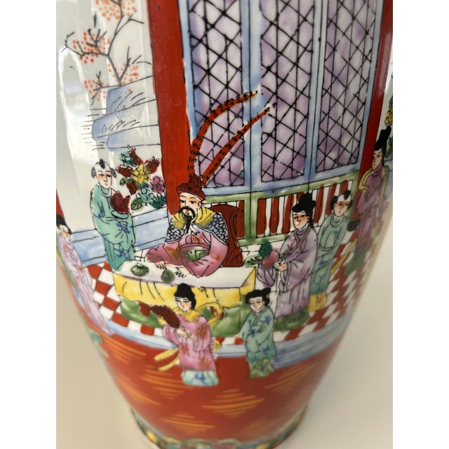 Mid Century Chinese Famille Rose Floor Vase For Sale - Image 4 of 7