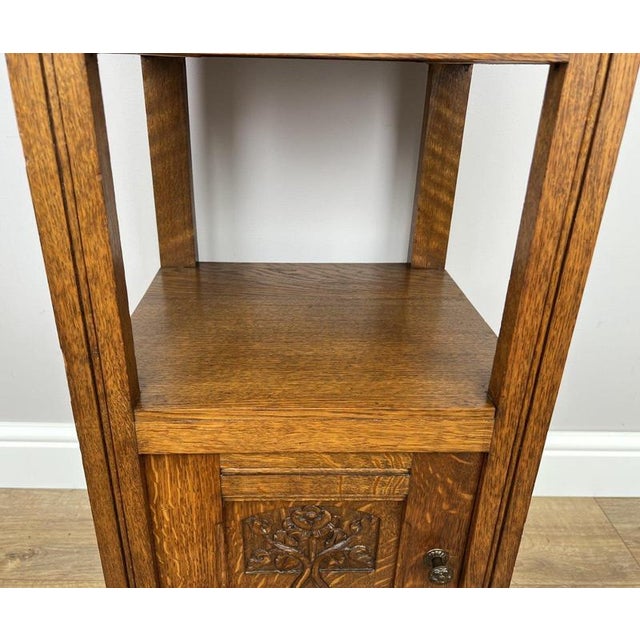 Antique French Oak Bedside Table with Marble Top For Sale - Image 5 of 12