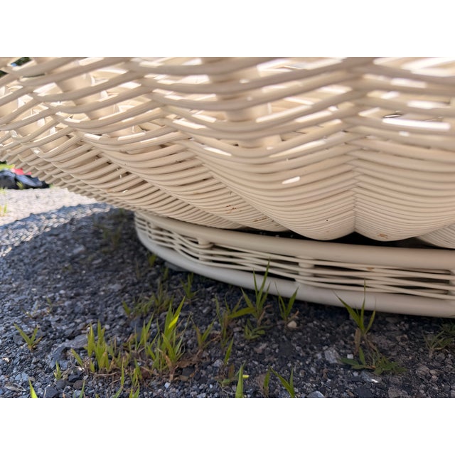 Modern Round Wicker Outdoor Patio Daybed With Sunbrella Pillows Dedon For Sale - Image 11 of 12