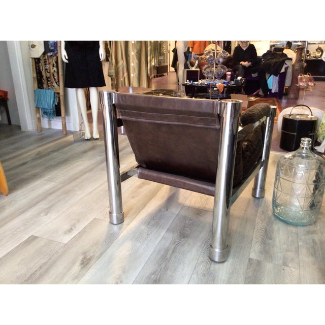 1970s Italian Chrome Leather Lounge Chairs For Sale In Los Angeles - Image 6 of 7
