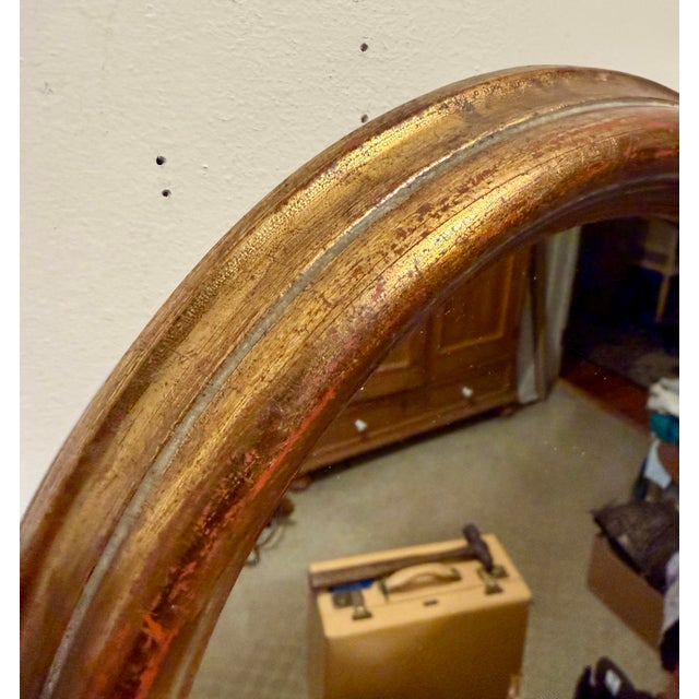 Gold Pair of Italian Gilt Oval Mirrors, Hollywood Regency Style, 1960s For Sale - Image 8 of 10