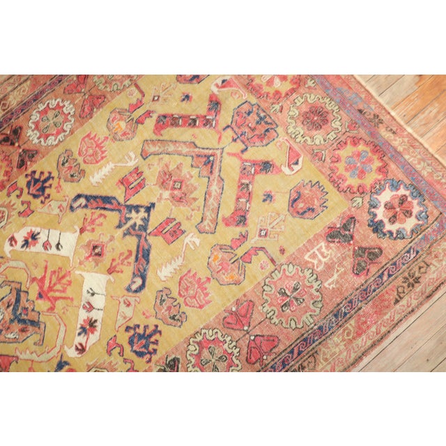 Late-19th century Persian flat-weave Soumak rug with a tribal all-over geometric design in rustic colors on an usual gold...