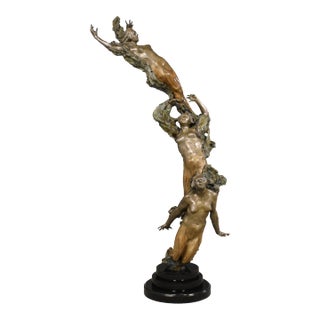 1990s Spiral Helix X Bronze Statue by Mary Louise Snowden For Sale