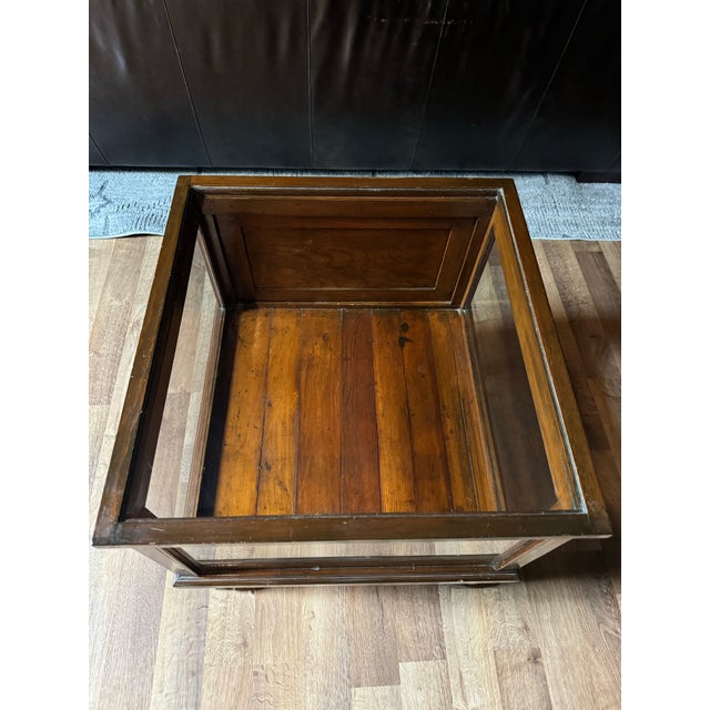 Antique Century Wood and Glass Display Cabinet Case Table For Sale - Image 9 of 12