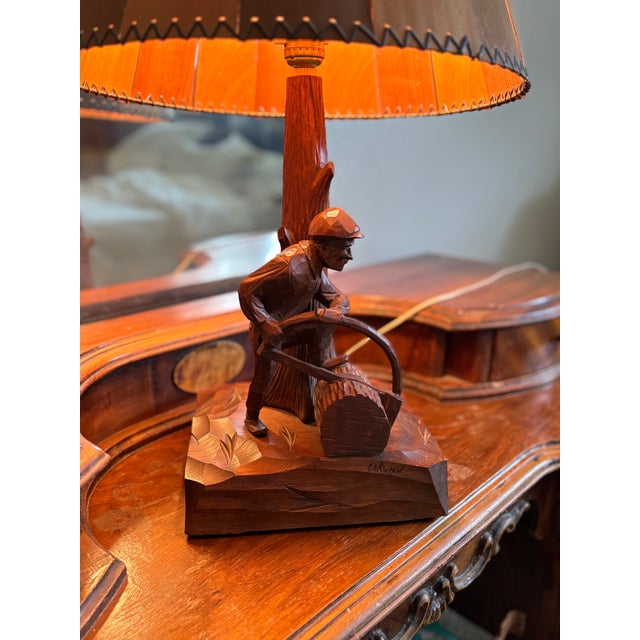 Mid 20th Century Paul E. Caron Lamp With Shade For Sale - Image 6 of 8