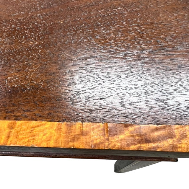 Brown Vintage Handmade Inlaid Seashell Design Center Wood Table For Sale - Image 8 of 10