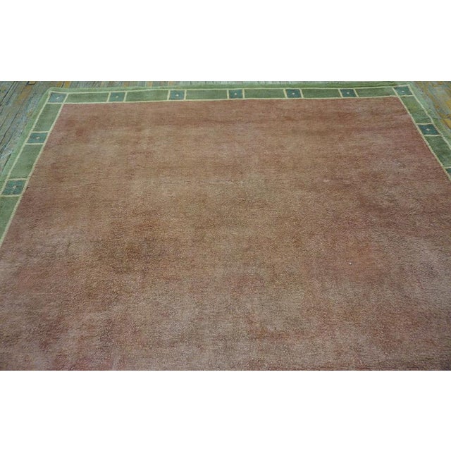 1930s 1930s Pink-Rose Open Field Antique Austrian Art Nouveau Vienna Werkstatte Rug 9'4" X 13'6" Knotted Wool Carpet For Sale - Image 5 of 11