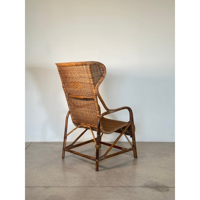 Wicker and Bamboo Armchair, 1970s For Sale - Image 9 of 18