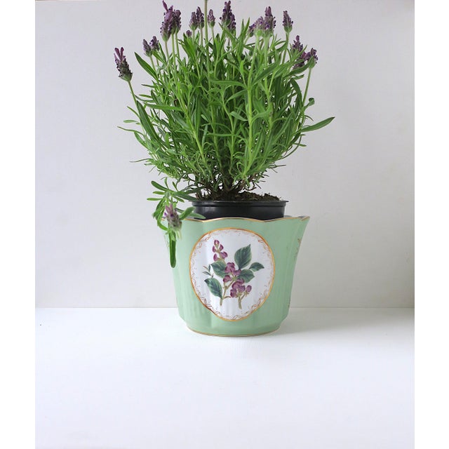 Porcelain Planter Cachepot Jardinière Scalloped Edge For Sale - Image 4 of 12