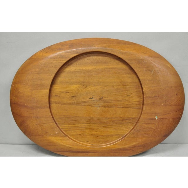 Vintage Mid Century Modern Henning Koppel Georg Jensen Teak Cutting Board Tray For Sale - Image 13 of 16