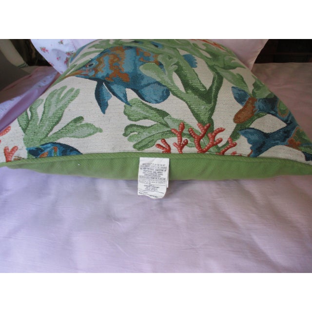 Vintage Coastal Rainbow Fish & Coral Design Feather & Down Throw Pillow For Sale In Columbia, SC - Image 6 of 8