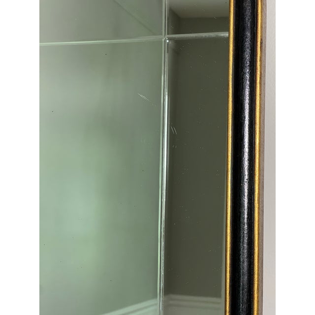 Queen Anne Style Mirror, Etched and Beveled in Ebonized Parcel Gilt Frame, 1940s For Sale - Image 10 of 12
