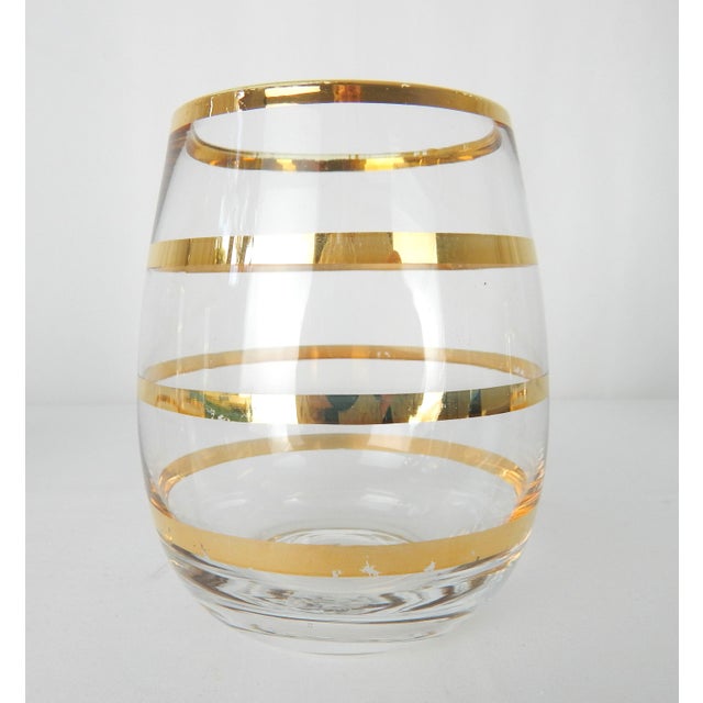 Vintage Striped Gold Lowballs- Set of 4 For Sale - Image 10 of 11