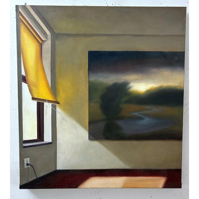 James Shilaimon (b. 1966, Greek-American) Interior with Landscape, 2006 Oil on canvas 22" H × 20" W Signed and dated verso...