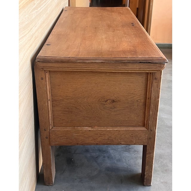 Early 19th Belgian Bleached Oak Trunk With Original Iron Hardware For Sale - Image 6 of 12