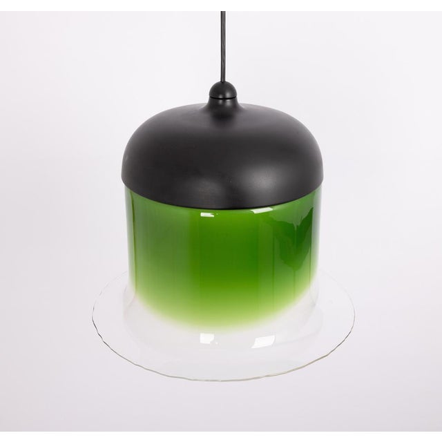Large Green White Glass Pendant Light from Peill and Putzler, Germany, 1970s For Sale - Image 9 of 12
