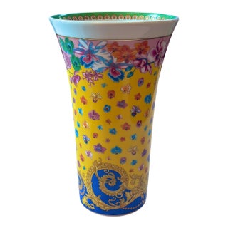 Rosenthal Versace Primavera Porcelain Trumpet Vase For Sale