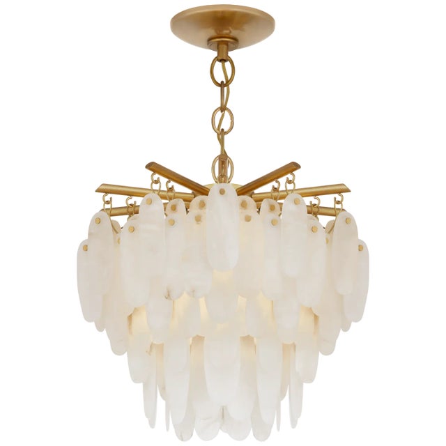 Cora Medium Semi-Flush Mount Chandelier in Antique-Burnished Brass with Alabaster Designer: Chapman & Myers Min. Custom...