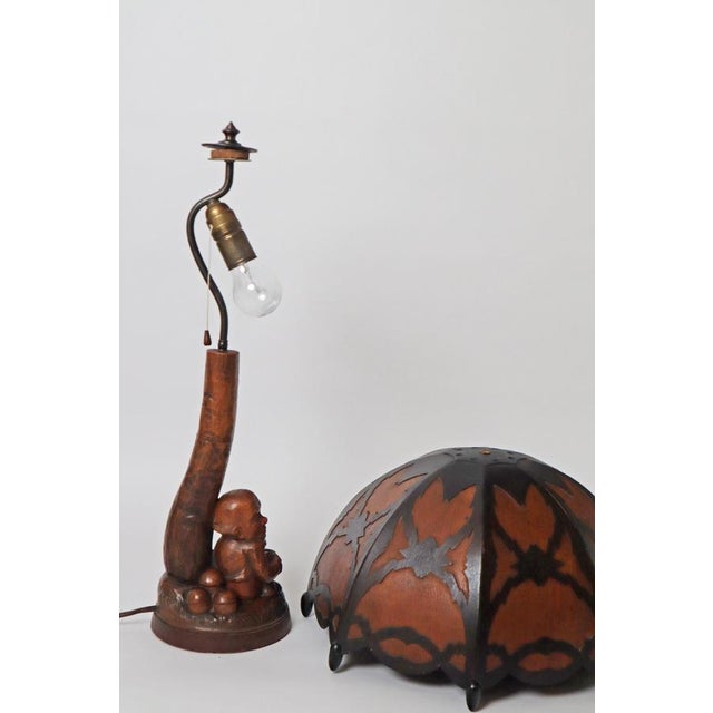 Black Forest Table Lamp with Handcrafted Dwarf and Magic Mushrooms, Germany, 1920s For Sale - Image 14 of 18