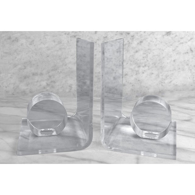Vintage Postmodern Lucite Geometrical Library Bookends - A Pair For Sale - Image 4 of 7