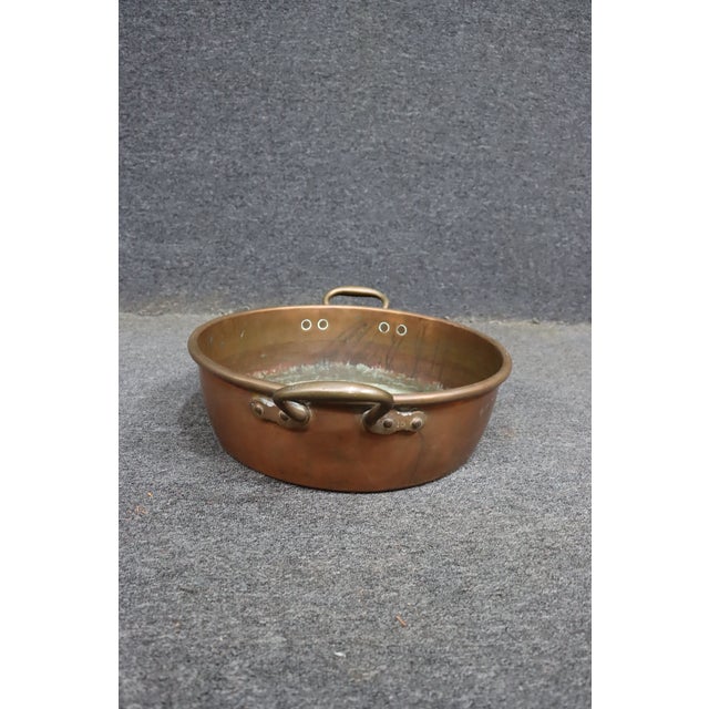 Early 20th Century Antique Copper Jam Pan With Riveted Brass Handles For Sale - Image 5 of 8