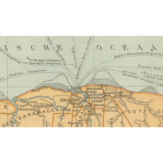 Paper Map of Suriname and the Dutch Antilles Colonial Atlas by W. J. Thieme, 1905 For Sale - Image 7 of 11