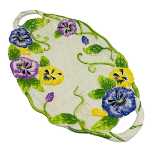 Vintage Ceramic Pansy Platter