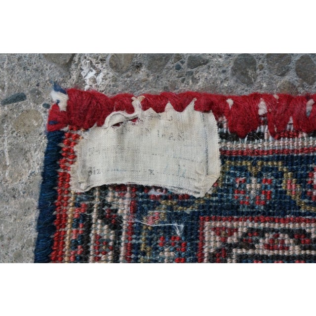 Vintage Hand-Knotted Oriental Wool Scatter Rug Mat Red Indigo Vase 2x2' For Sale - Image 12 of 12