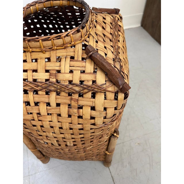 1970s Vintage Rattan Woven Basket For Sale - Image 4 of 9