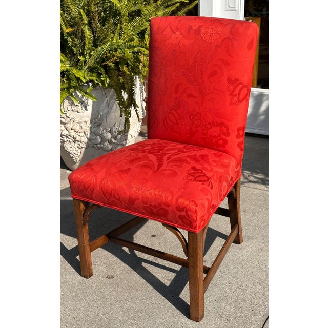 Dennis & Leen Chippendale Ascot Dining Chair Scalamandre Damask For Sale In Los Angeles - Image 6 of 6