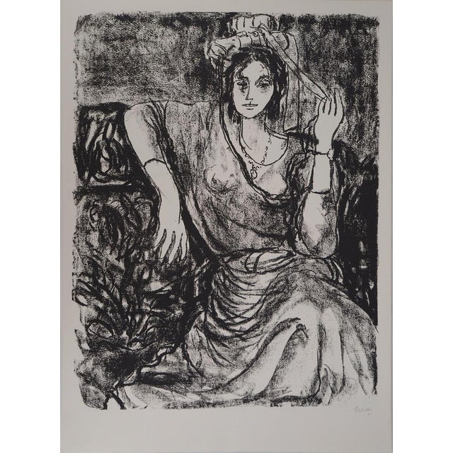 Leopoldo Presas, Young Woman in a Hat, Lithograph For Sale - Image 7 of 7