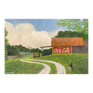 2011 Summer Time Green Coca Cola Sign Landscape Painting by Larry Arnold