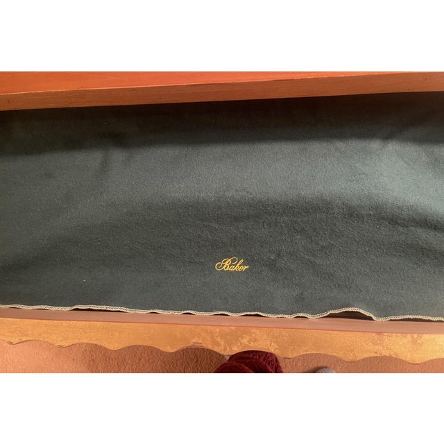 Rare, beautiful John Black design for Baker Furniture created this elegant silhouette 3 drawer server console on tapered...