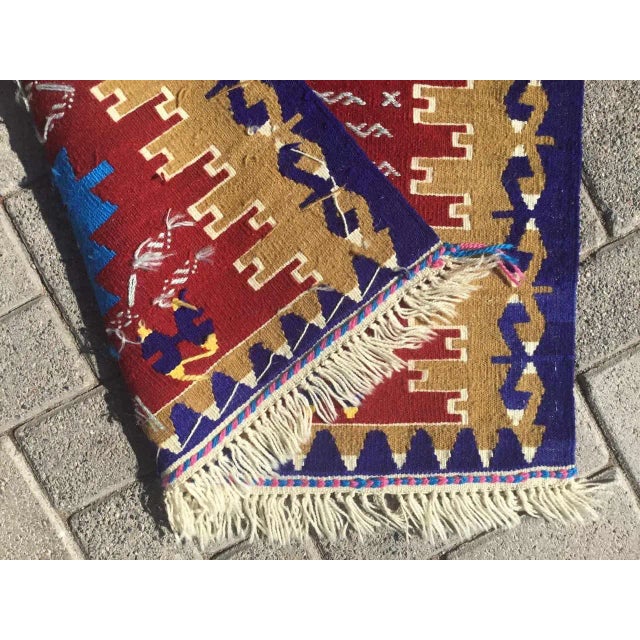 Textile 1960s Vintage Turkish Kilim Rug - 30" X 37" For Sale - Image 7 of 9