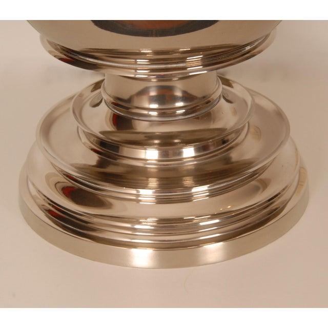 Vintage Chrome Table Lamps Tall Silver and Royal Blue Modern Vase Lamps Set of 2 For Sale - Image 6 of 11