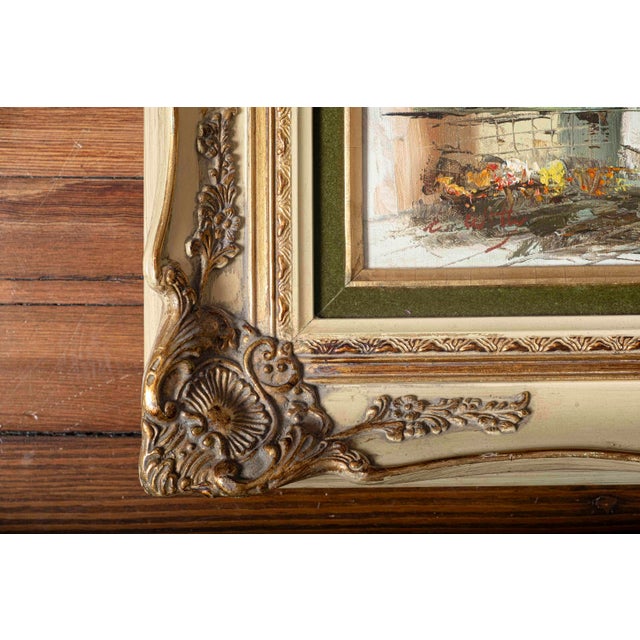 Vintage Impressionist European Street Scene Oil Painting in Ornate Gilt Frame For Sale - Image 9 of 12