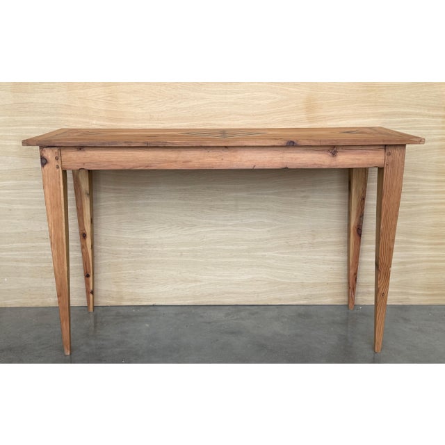 Late 20th Century Late 20th Century Geometric Marquetry Console Sofa Table with Tapered Legs For Sale - Image 5 of 18