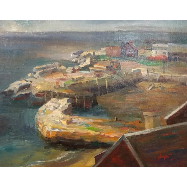 Traditional Bernard Glasgow - 1930s California Harbor Scene Oil Painting For Sale - Image 3 of 10