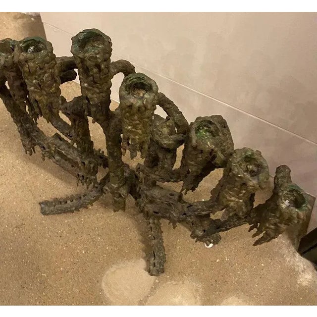 Brutalist Brutalist Bronze Candelabra or Menorah by Daniel Gluck, California, 1970's For Sale - Image 3 of 9