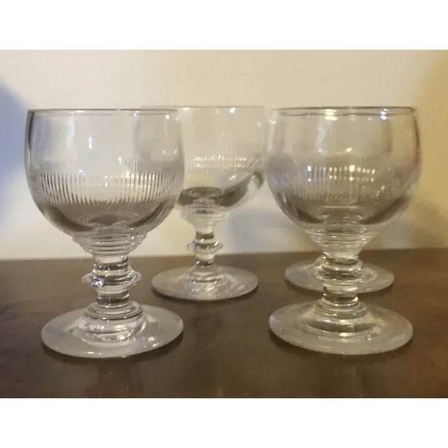 Early 19th Century Antique Early 19th Century George III Anglo Irish Glass Crystal Wine Glasses - Set of 4 For Sale - Image 5 of 13