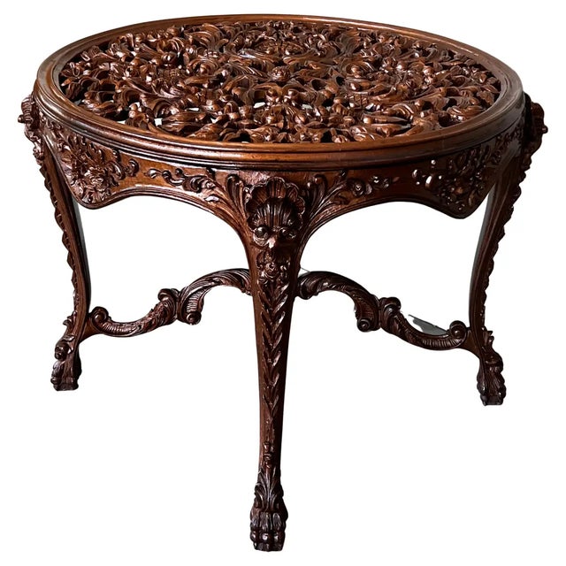 20th Mariano Garcia Spanish Side Table With Highly Carved Top and Legs For Sale - Image 11 of 11