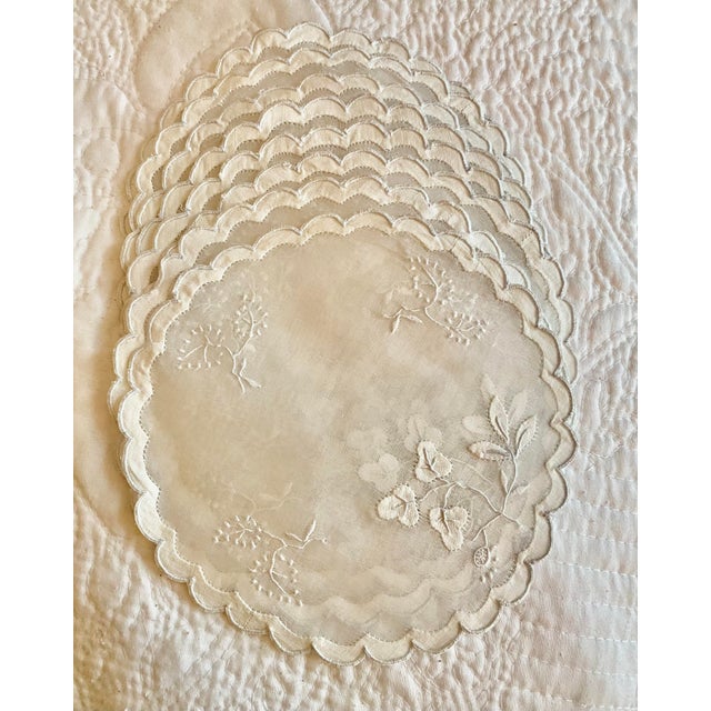 Vintage Madeira Marghab Round Cocktail Napkins, Set/8 For Sale - Image 4 of 4