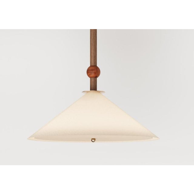 Nikho II Ceiling Lamp in Wood with Brass and Fabric by Marine Breynaert For Sale - Image 4 of 6