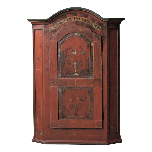 Antique Painted Bavarian Pine Wardrobe, 19th Century For Sale