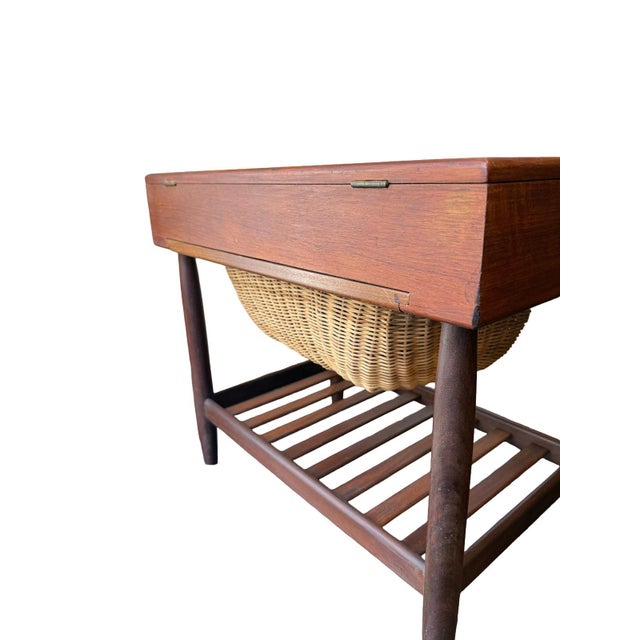 Wood Danish Modern Teak Sewing Table by Ejvind A. Johansson for Vitré, Denmark, 1960s For Sale - Image 7 of 11