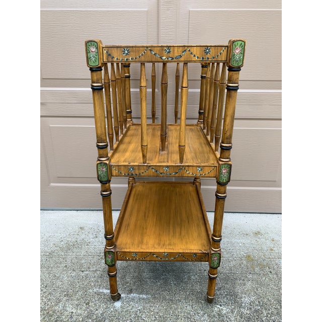 1960s French Country Painted Canterbury Book Stand With Floral Detail For Sale - Image 14 of 14