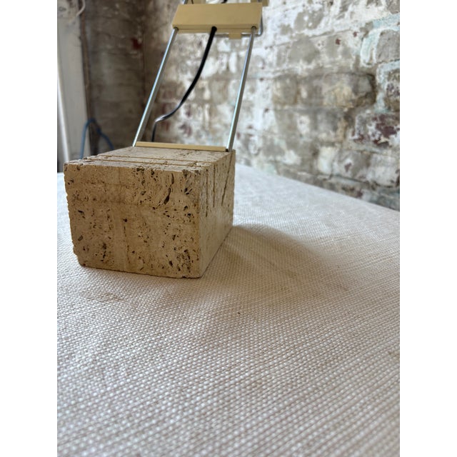 Stone Vintage Italian Travertine Sculptural Table Lamp – Sourced in Parma, Italy For Sale - Image 7 of 11